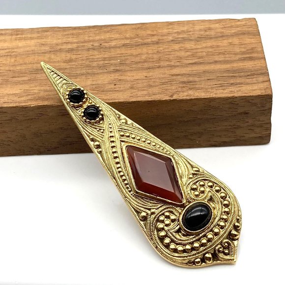 Jewelry | Ornate Teardrop Bar Brooch Elegant Vintage Lapel Pin With ...